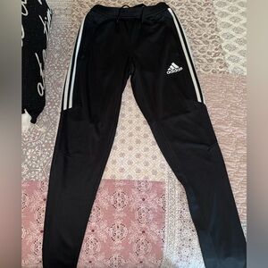 Adidas Women’s Black Joggers with White Stripes